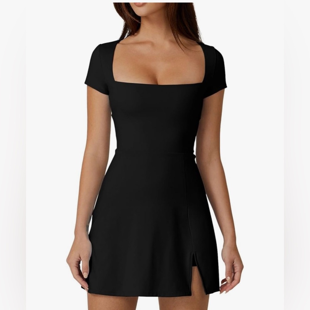 NEW Women’s Black Square Neck Tennis Dress Size Small